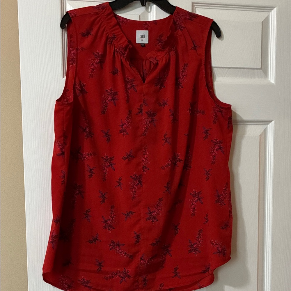 CAbi Red Floral Sleeveless Blouse